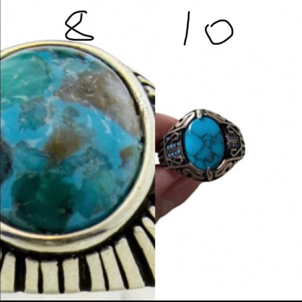 2 Natural Blue Turquoise 925 sterling Silver